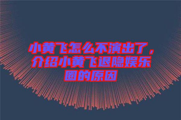 小黃飛怎么不演出了，介紹小黃飛退隱娛樂(lè)圈的原因