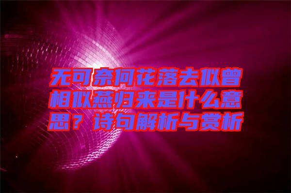 無可奈何花落去似曾相似燕歸來是什么意思？詩句解析與賞析