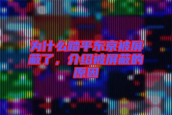為什么踏平東京被屏蔽了，介紹被屏蔽的原因
