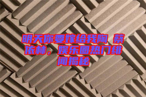 明天你要嫁給我陶喆蔡依林，娛樂圈熱門緋聞揭秘