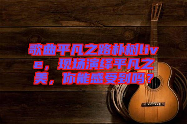 歌曲平凡之路樸樹(shù)live，現(xiàn)場(chǎng)演繹平凡之美，你能感受到嗎？