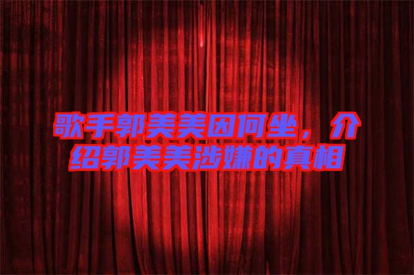 歌手郭美美因何坐，介紹郭美美涉嫌的真相