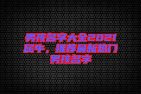 男孩名字大全2021屬牛，推薦最新熱門男孩名字