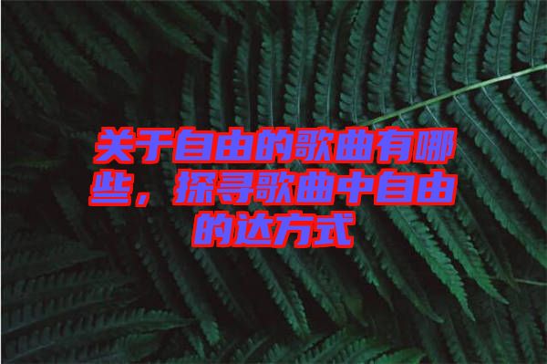 關于自由的歌曲有哪些，探尋歌曲中自由的達方式