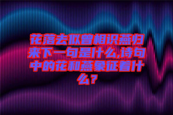花落去似曾相識(shí)燕歸來(lái)下一句是什么,詩(shī)句中的花和燕象征著什么？