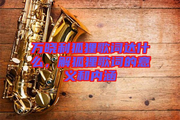 萬曉利狐貍歌詞達(dá)什么，解狐貍歌詞的意義和內(nèi)涵
