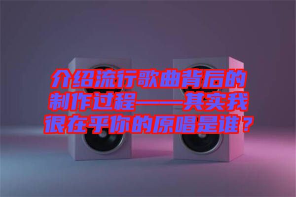 介紹流行歌曲背后的制作過(guò)程——其實(shí)我很在乎你的原唱是誰(shuí)？