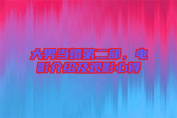 大男當(dāng)婚第二部，電影介紹及觀影心得