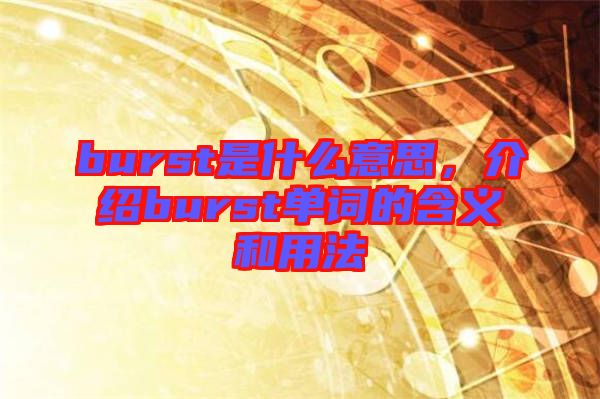 burst是什么意思，介紹burst單詞的含義和用法