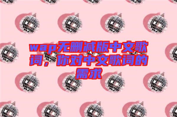 wap無刪減版中文歌詞，你對(duì)中文歌詞的需求