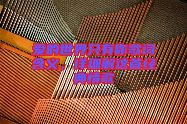 愛的世界只有你歌詞含義，詳細解這首經(jīng)典情歌