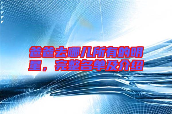 爸爸去哪兒所有的明星，完整名單及介紹