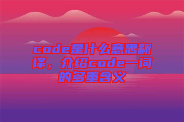 code是什么意思翻譯，介紹code一詞的多重含義