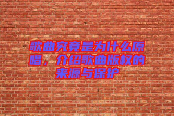歌曲究竟是為什么原唱，介紹歌曲版權(quán)的來源與保護