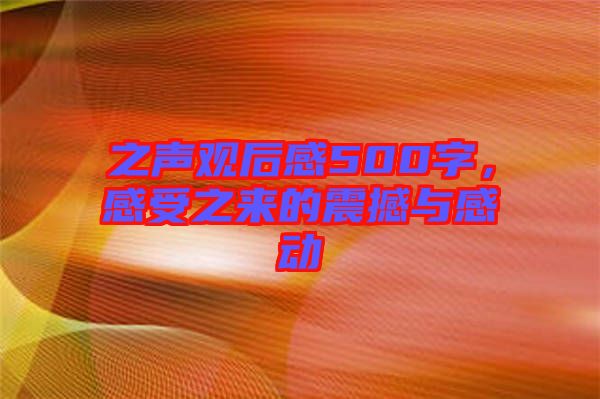 之聲觀后感500字，感受之來的震撼與感動