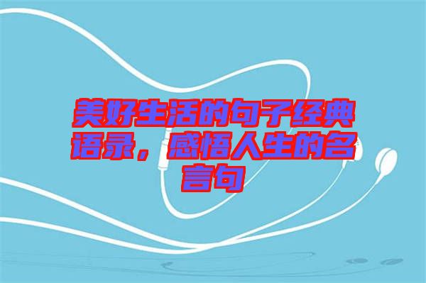 美好生活的句子經(jīng)典語錄，感悟人生的名言句