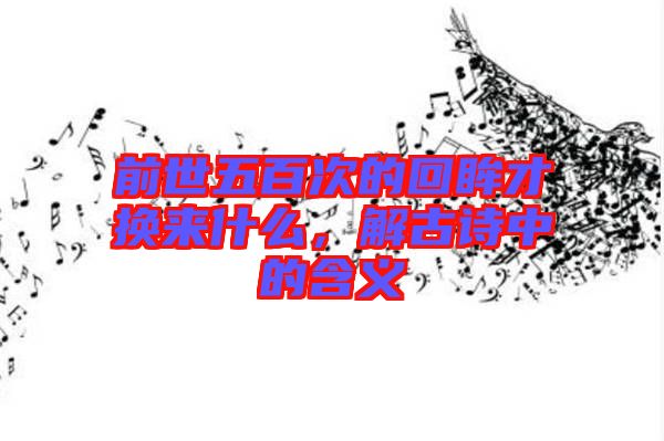 前世五百次的回眸才換來什么，解古詩中的含義