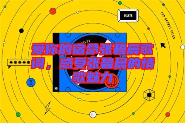 愛你的宿命張碧晨歌詞，感受張碧晨的情歌魅力