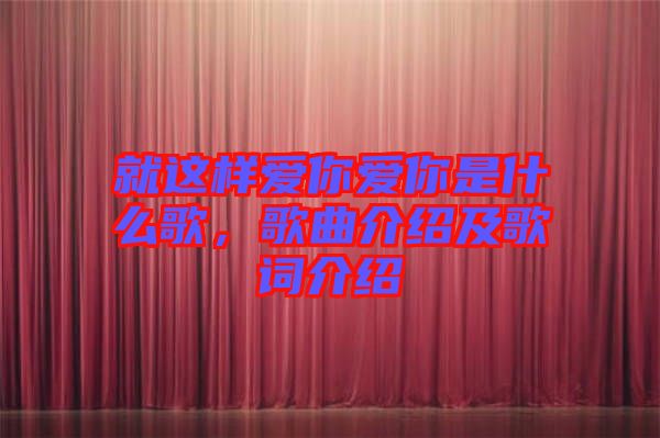 就這樣愛你愛你是什么歌，歌曲介紹及歌詞介紹