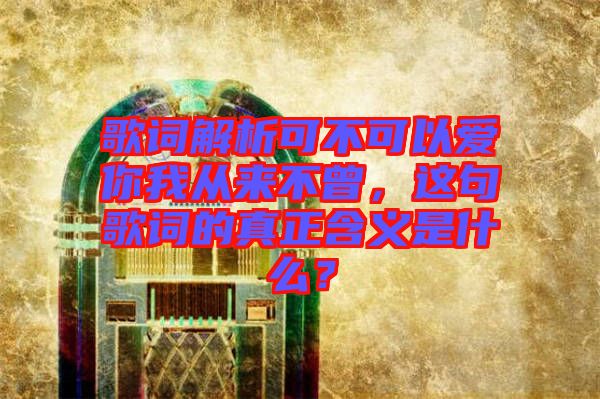 歌詞解析可不可以愛你我從來不曾，這句歌詞的真正含義是什么？