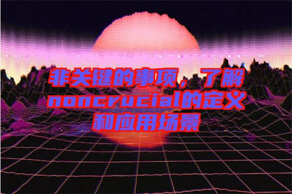 非關鍵的事項，了解noncrucial的定義和應用場景