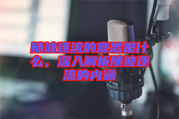 隨波逐流的意思是什么，深入解析隨波逐流的內(nèi)涵