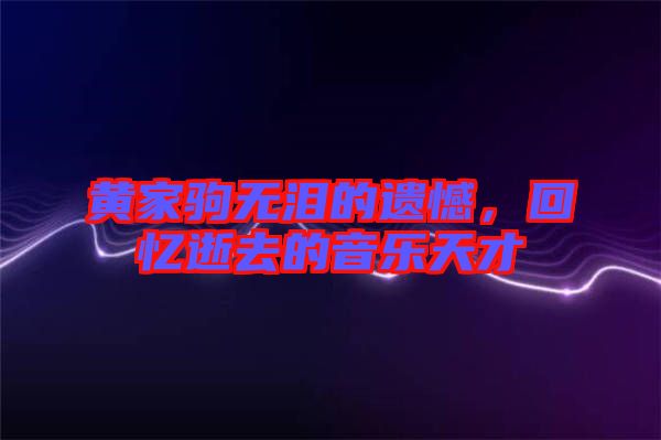黃家駒無(wú)淚的遺憾，回憶逝去的音樂(lè)天才