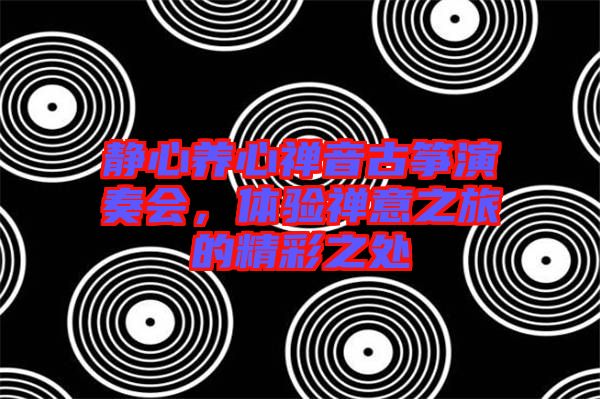 靜心養(yǎng)心禪音古箏演奏會，體驗(yàn)禪意之旅的精彩之處