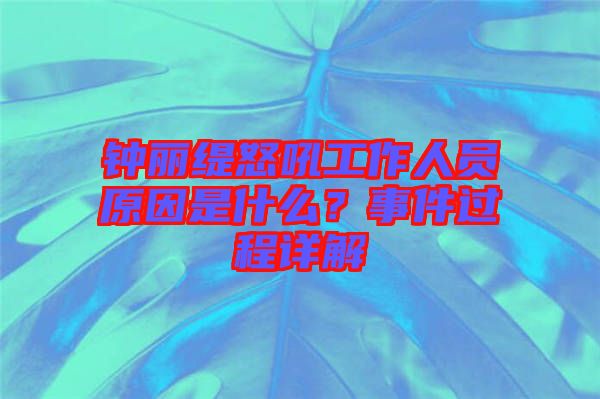鐘麗緹怒吼工作人員原因是什么？事件過(guò)程詳解