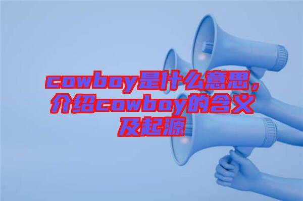 cowboy是什么意思，介紹cowboy的含義及起源