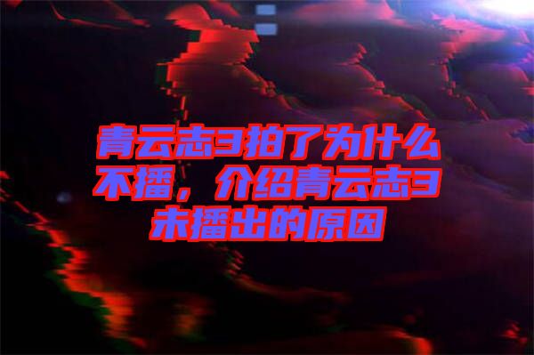 青云志3拍了為什么不播，介紹青云志3未播出的原因