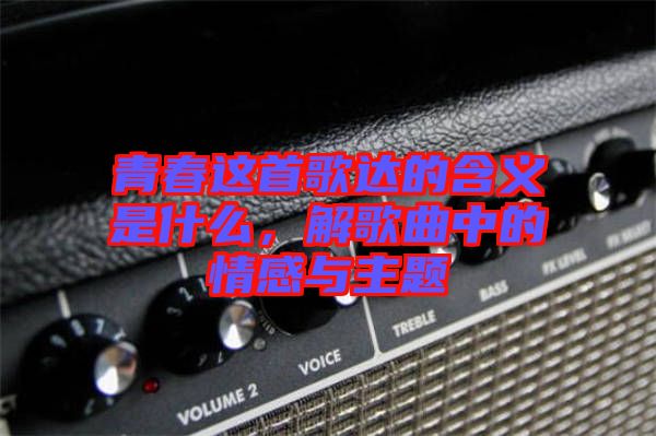 青春這首歌達的含義是什么，解歌曲中的情感與主題